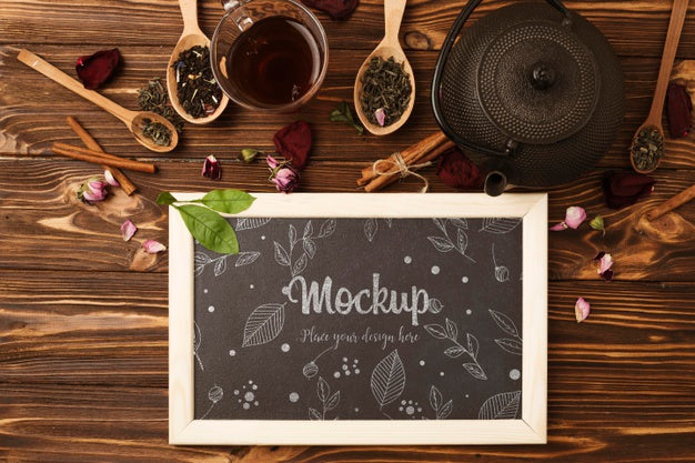 Free Flat Lay Of Herbal Tea Concept Mock-Up Psd