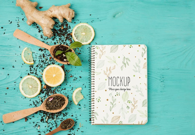 Free Flat Lay Of Herbal Tea Concept Mock-Up Psd