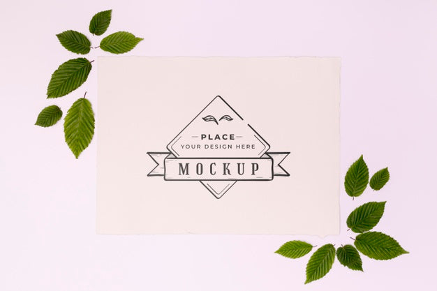 Free Flat Lay Of Leaves Concept Mock-Up Psd