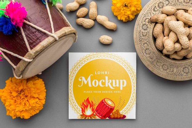 Free Flat Lay Of Lohri Concept Mock-Up Psd