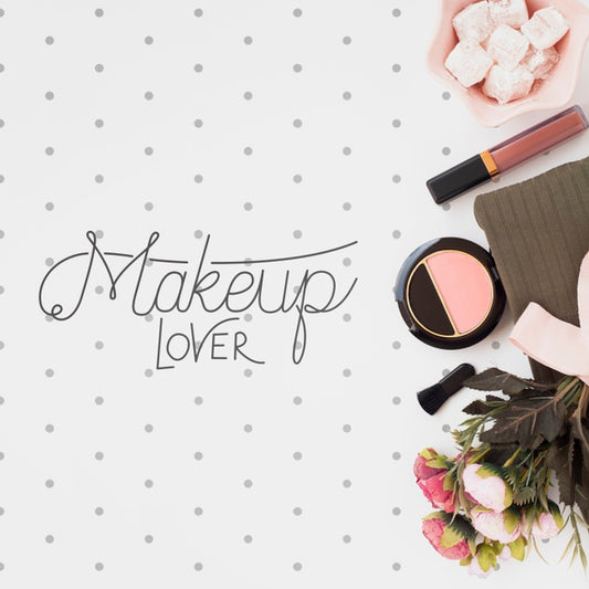 Free Flat Lay Of Make-Up Concept Mock-Up Psd