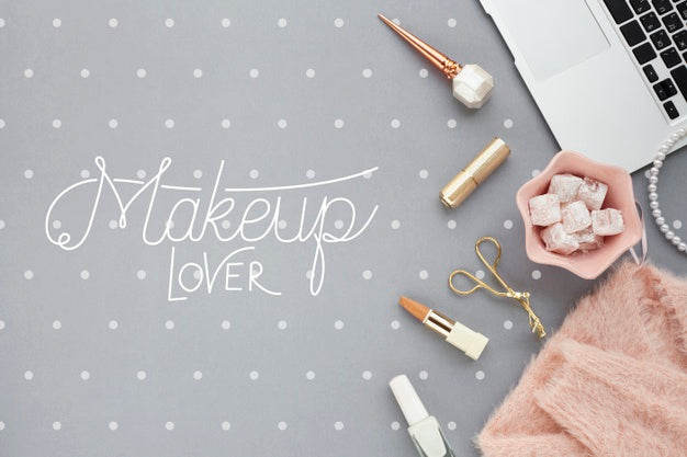 Free Flat Lay Of Make-Up Concept Mock-Up Psd