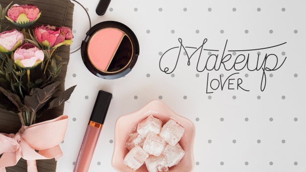 Free Flat Lay Of Make-Up Concept Mock-Up Psd