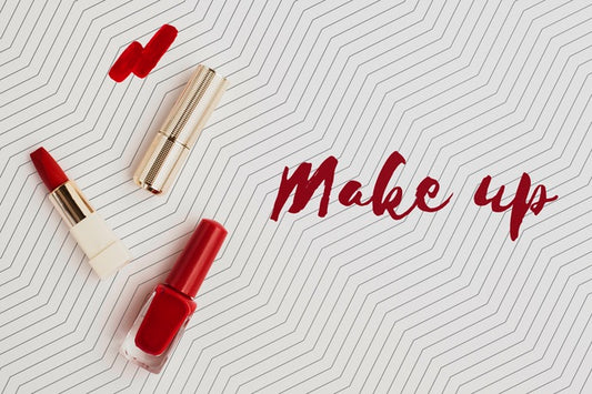 Free Flat Lay Of Make-Up Concept Mock-Up Psd