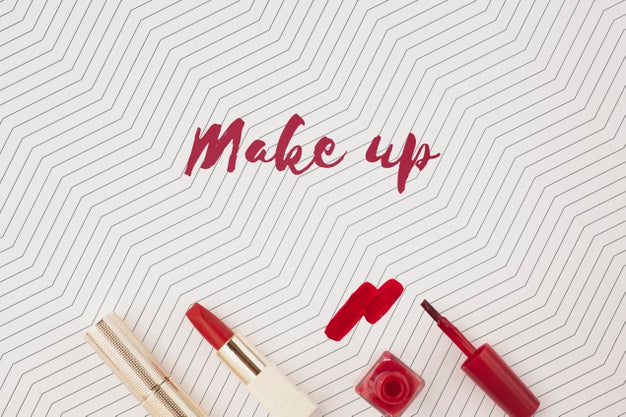 Free Flat Lay Of Make-Up Concept Mock-Up Psd