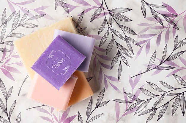 Free Flat Lay Of Natural Soap Arrangement Psd