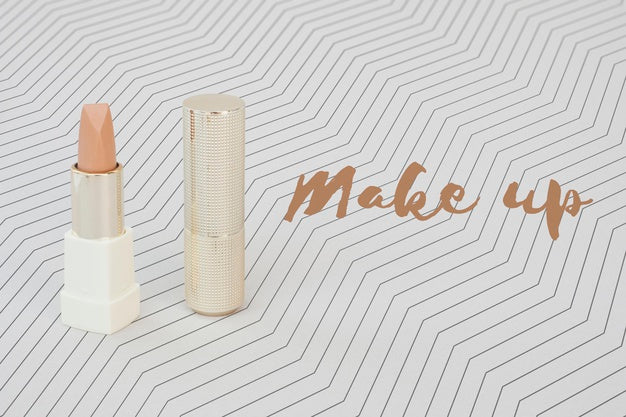 Free Flat Lay Of Nude Lipstick Mock-Up Psd