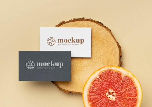 Free Flat Lay Of Paper Stationery With Wood And Citrus Psd
