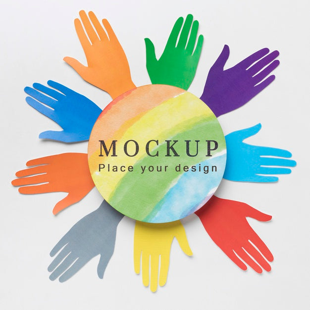 Free Flat Lay Of Rainbow Colored Hands For Diversity Psd