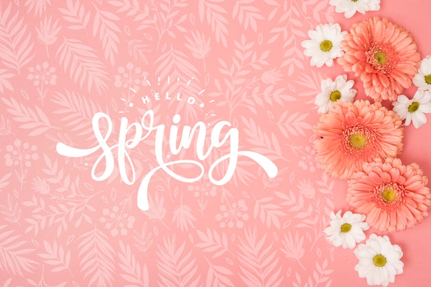 Free Flat Lay Of Spring Daisies Psd