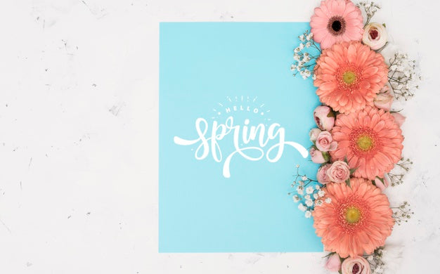 Free Flat Lay Of Spring Roses And Gerbera Psd