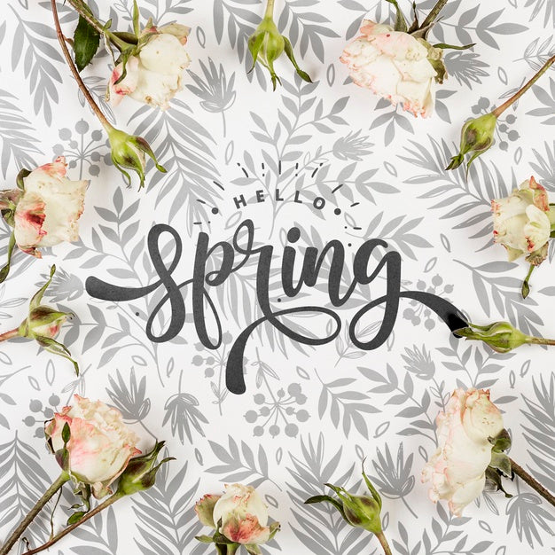 Free Flat Lay Of Spring Roses Psd