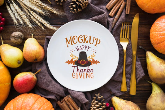 Free Flat Lay Of Thanksgiving Concepy Mock-Up Psd