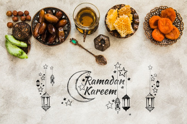 Free Flat Lay Ramadan Composition With Copyspace Psd