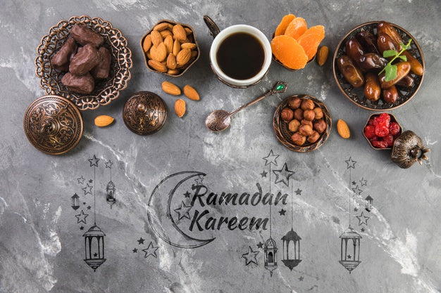 Free Flat Lay Ramadan Composition With Copyspace Psd