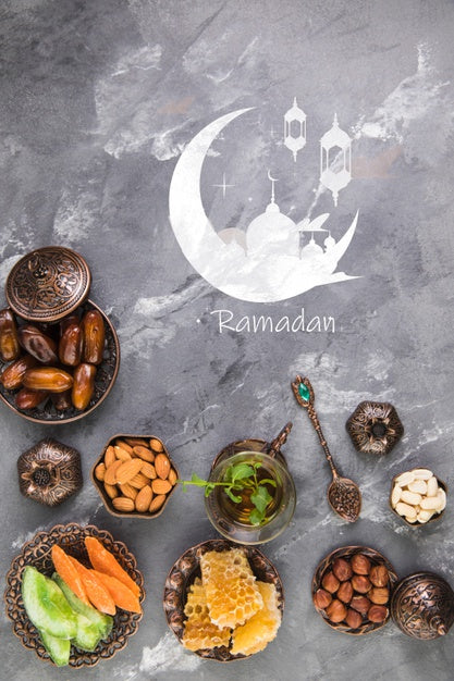 Free Flat Lay Ramadan Composition With Copyspace Psd