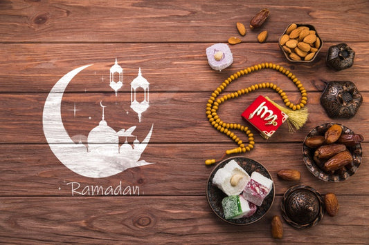 Free Flat Lay Ramadan Composition With Copyspace Psd