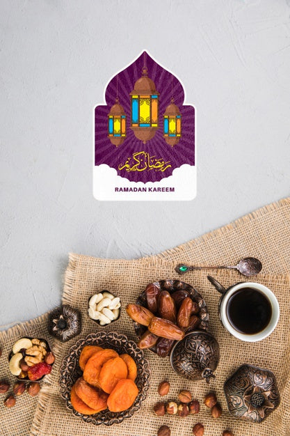 Free Flat Lay Ramadan Composition With Copyspace Psd