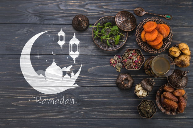 Free Flat Lay Ramadan Composition With Copyspace Psd