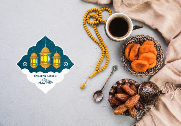 Free Flat Lay Ramadan Composition With Copyspace Psd