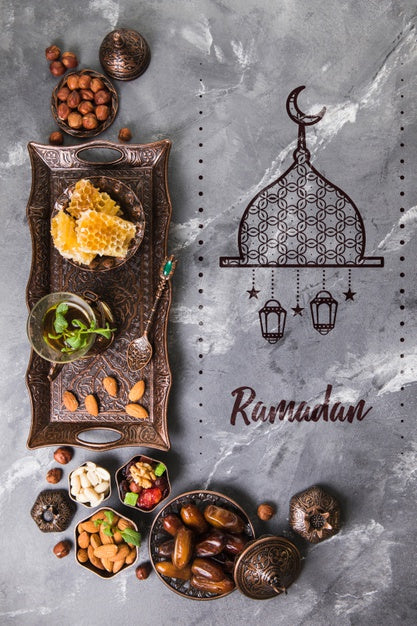 Free Flat Lay Ramadan Composition With Copyspace Psd