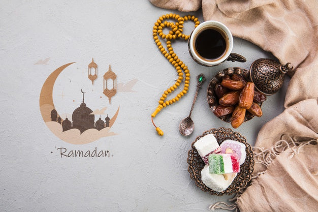 Free Flat Lay Ramadan Composition With Copyspace Psd