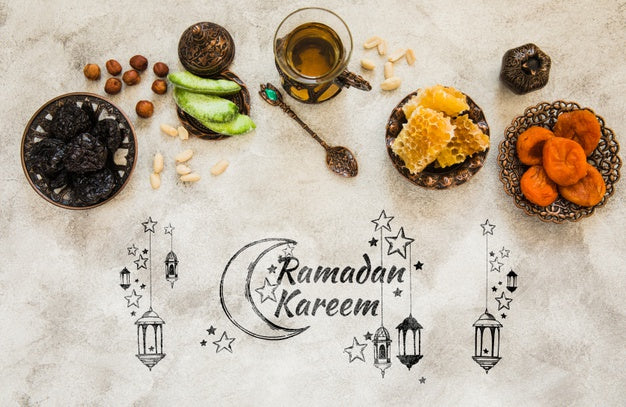 Free Flat Lay Ramadan Composition With Copyspace Psd