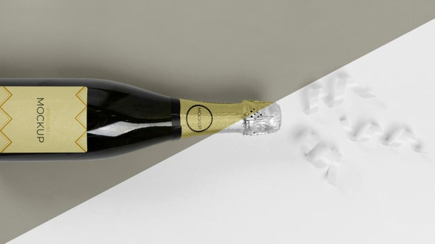 Free Flat Lay Ribbons Champagne Mock-Up Psd