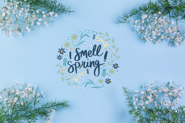 Free Flat Lay Spring Mockup With Copyspace And Frame Psd