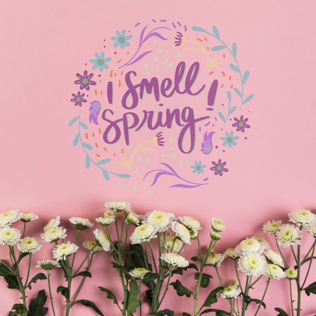 Free Flat Lay Spring Mockup With Copyspace Psd