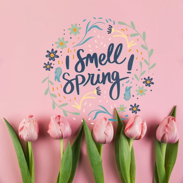 Free Flat Lay Spring Mockup With Copyspace Psd