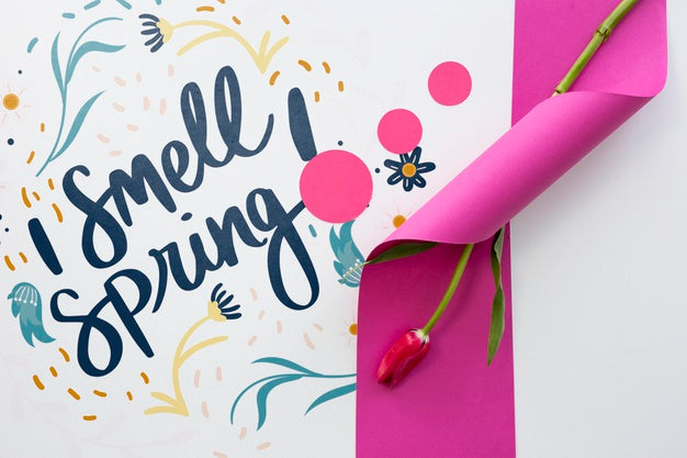 Free Flat Lay Spring Mockup With Copyspace Psd