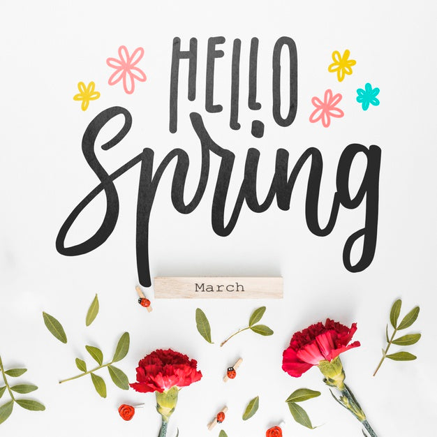 Free Flat Lay Spring Mockup With Copyspace Psd