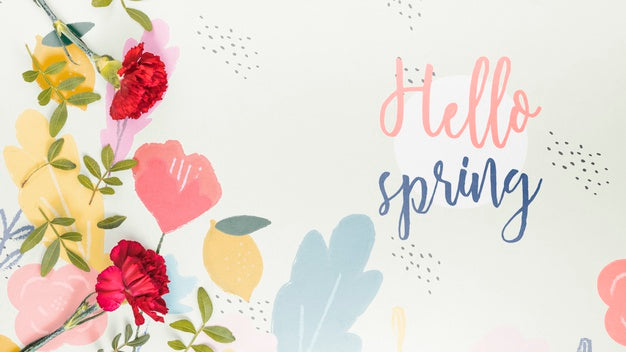 Free Flat Lay Spring Mockup With Copyspace Psd