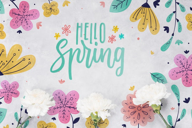 Free Flat Lay Spring Mockup With Copyspace Psd