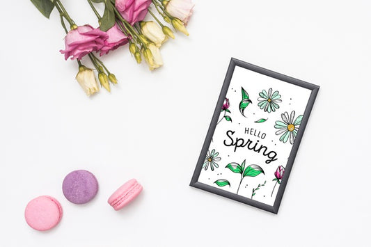 Free Flat Lay Spring Mockup With Frame Psd