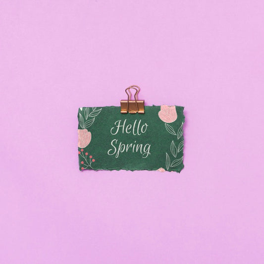 Free Flat Lay Spring Mockup With Greeting Card Psd