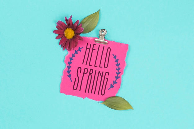 Free Flat Lay Spring Mockup With Greeting Card Psd