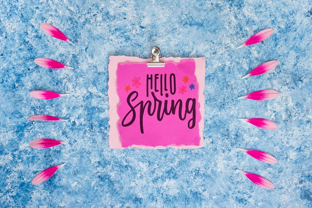 Free Flat Lay Spring Mockup With Greeting Card Psd