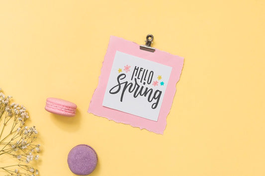 Free Flat Lay Spring Mockup With Greeting Card Psd