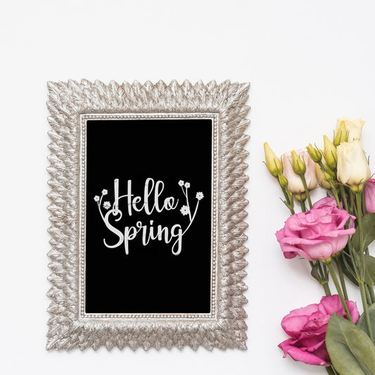 Free Flat Lay Spring Mockup With Slate Psd