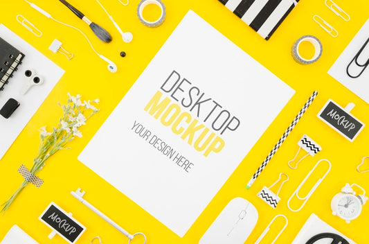 Free Flat Lay Stationery Mock-Up With Items Psd