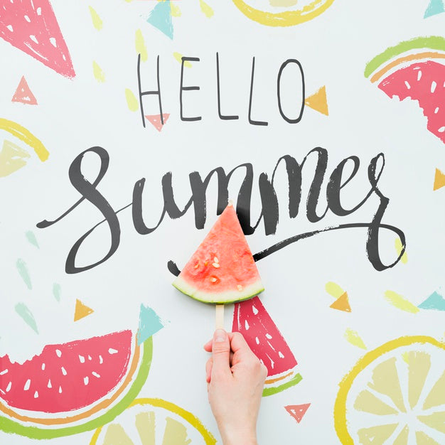 Free Flat Lay Summer Background With Exotic Fruits Psd