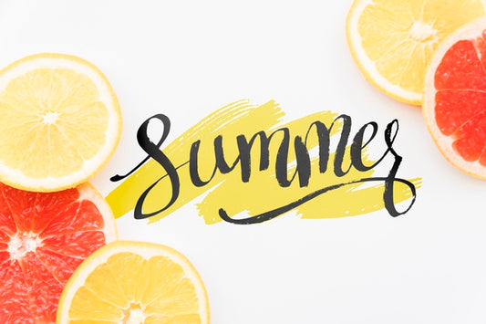 Free Flat Lay Summer Background With Exotic Fruits Psd