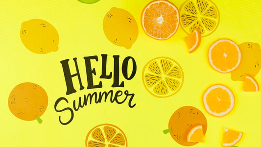 Free Flat Lay Summer Mockup With Copyspace And Fruit Slices Psd