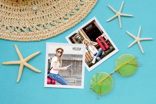Free Flat Lay Travel Concept With Sunglasses Psd
