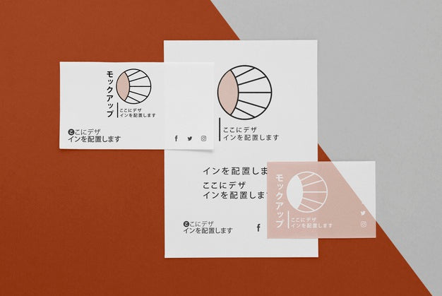 Free Flat Lay Various Japanese Mock-Up Document Psd