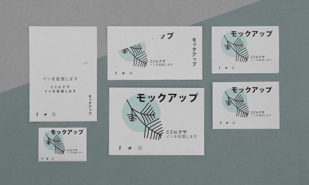 Free Flat Lay Various Japanese Mock-Up Document Psd