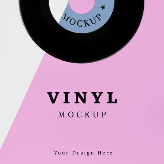 Free Flat Lay Vinyl Records Mock-Up Arrangement Psd