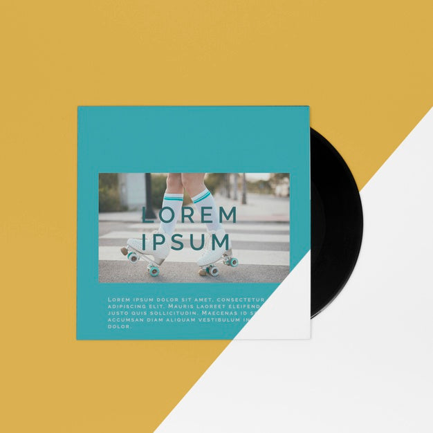 Free Flat Lay Vinyl Records Mock-Up Arrangement Psd